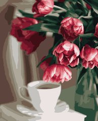 Картина по номерам "Кава та тюльпани"