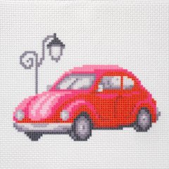 Канва з малюнком для вишивки хрестиком "Червоний автомобіль"