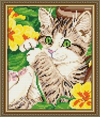 Набор алмазной мозаики "Котенок в цветах"