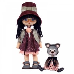 Набір для шиття ляльки та м’якої іграшки "Дівчинка з котиком"
