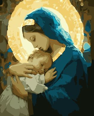 Картина за номерами "Марія та Ісус" (з золотими фарбами)