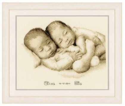 Набір для вишивки хрестиком "Новонароджені близнюки" (Twins Birth Sampler)
