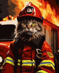 Картина по номерам "Котик пожежник"