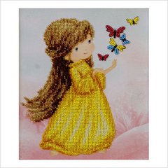 Набір для вишивання бісером вприкріп "Дівчинка з метеликами"