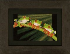 Набір для вишивки хрестиком "Деревні жаби" (Red-eyed Tree Frogs)