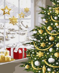 Картина за номерами "Різдвяна ялинка" (з золотими фарбами)