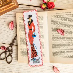 Канва с рисунком для вышивки крестом "Закладка для книг "Леди""