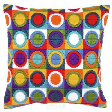 Набор для вышивки гладью "Подушка "Многоцветные круги"