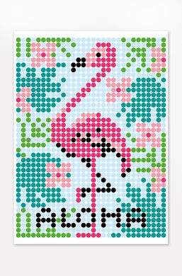 Картина по номерам стикерами "Фламинго"