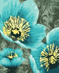 Картина по номерам "Блакитні квіти" (з золотою фарбою)