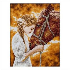 Схема для вышивки бисером "Девушка с лошадью"