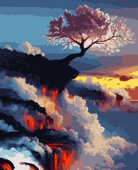 Картина по номерам "Сакура на вулкане"