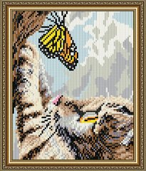 Набор алмазной мозаики "Котенок и бабочка"