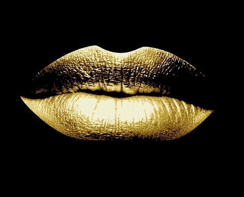 Картина по номерам "Золотые губы" с золотой краской