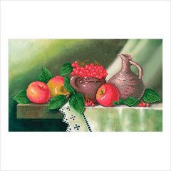 Схема для вышивки бисером "Натюрморт с яблоками и калиной"